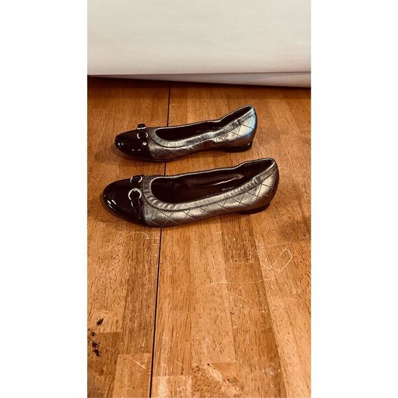 AGL Attilio Giusti Leombruni Gold Black Leather Ballet SHoes Flats Size EU 36 US - Picture 9 of 10